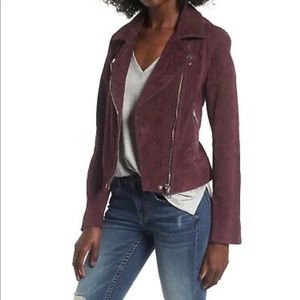 BlankNYC suede Moto jacket in purple/maroon